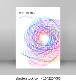 Design elements. Wave of many purple lines circle ring. Abstract vertical wavy stripes on white background isolated. Vector illustration EPS 10. Colourful waves with lines created using Blend Tool