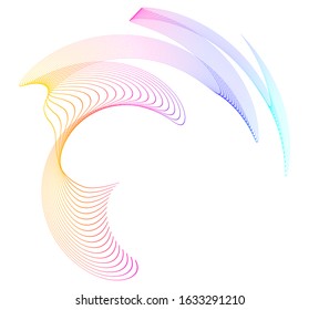 Design elements. Wave of many purple lines circle ring. Abstract vertical wavy stripes on white background isolated. Vector illustration EPS 10. Colourful waves with lines created using Blend Tool