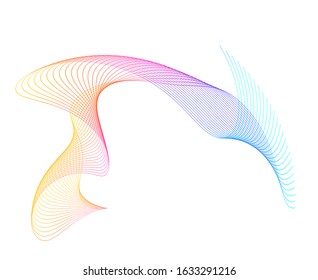 Design elements. Wave of many purple lines circle ring. Abstract vertical wavy stripes on white background isolated. Vector illustration EPS 10. Colourful waves with lines created using Blend Tool