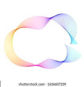 Design elements. Wave of many purple lines circle ring. Abstract vertical wavy stripes on white background isolated. Vector illustration EPS 10. Colourful waves with lines created using Blend Tool