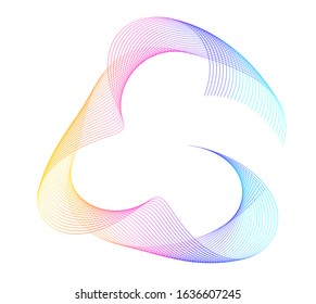 Design elements. Wave of many purple lines circle ring. Abstract vertical wavy stripes on white background isolated. Vector illustration EPS 10. Colourful waves with lines created using Blend Tool