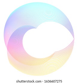 Design elements. Wave of many purple lines circle ring. Abstract vertical wavy stripes on white background isolated. Vector illustration EPS 10. Colourful waves with lines created using Blend Tool