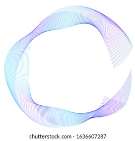 Design elements. Wave of many purple lines circle ring. Abstract vertical wavy stripes on white background isolated. Vector illustration EPS 10. Colourful waves with lines created using Blend Tool