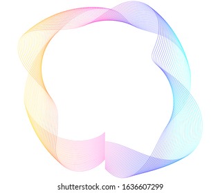 Design elements. Wave of many purple lines circle ring. Abstract vertical wavy stripes on white background isolated. Vector illustration EPS 10. Colourful waves with lines created using Blend Tool