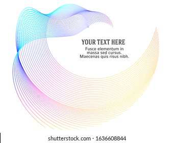 Design elements. Wave of many purple lines circle ring. Abstract vertical wavy stripes on white background isolated. Vector illustration EPS 10. Colourful waves with lines created using Blend Tool