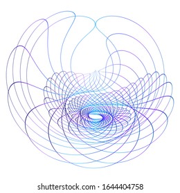 Design elements. Wave of many purple lines circle shell. Abstract wavy twist stripes on white background isolated. Vector illustration EPS 10. Colourful waves with lines created using Blend Tool