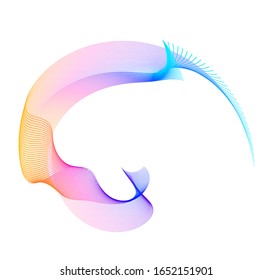 Design elements. Wave of many purple lines circle ring. Abstract vertical wavy stripes on white background isolated. Vector illustration EPS 10. Colourful waves with lines created using Blend Tool