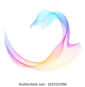 Design elements. Wave of many purple lines circle ring. Abstract vertical wavy stripes on white background isolated. Vector illustration EPS 10. Colourful waves with lines created using Blend Tool