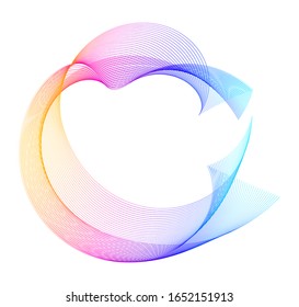 Design elements. Wave of many purple lines circle ring. Abstract vertical wavy stripes on white background isolated. Vector illustration EPS 10. Colourful waves with lines created using Blend Tool
