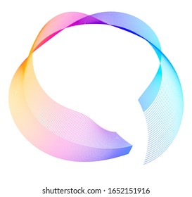  Elementos de diseño. Ola de muchas líneas violetas anillo circular. Unas franjas onduladas verticales abstractas sobre fondo blanco aisladas. Ilustración del vector EPS 10. Olas en color con líneas creadas mediante la herramienta Mezcla