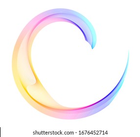 Design elements. Wave of many purple lines circle ring. Abstract twist wavy stripes on white background isolated. Vector illustration EPS 10. Colourful waves with lines created using Blend Tool