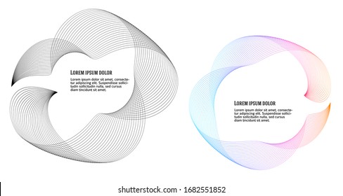 Design Elements. Wave Of Many Purple Lines Circle Ring. Abstract Vertical Wavy Stripes On White Background Isolated. Vector Illustration EPS 10. Colourful Waves With Lines Created Using Blend Tool