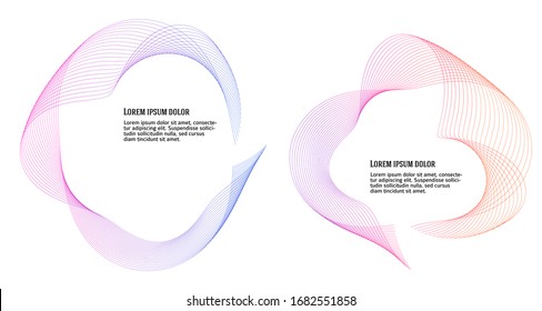 Design elements. Wave of many purple lines circle ring. Abstract vertical wavy stripes on white background isolated. Vector illustration EPS 10. Colourful waves with lines created using Blend Tool