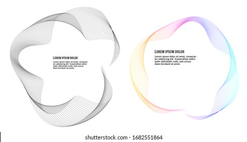 Design Elements. Wave Of Many Purple Lines Circle Ring. Abstract Vertical Wavy Stripes On White Background Isolated. Vector Illustration EPS 10. Colourful Waves With Lines Created Using Blend Tool