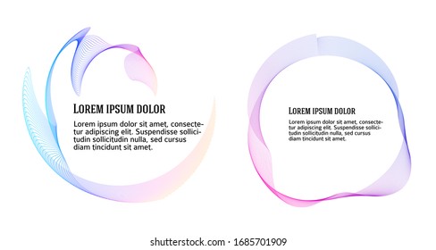 Design elements. Wave of many purple lines circle ring. Abstract twist wavy stripes on white background isolated. Vector illustration EPS 10. Colourful waves with lines created using Blend Tool