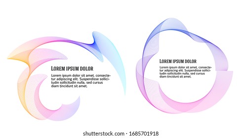 Design elements. Wave of many purple lines circle ring. Abstract twist wavy stripes on white background isolated. Vector illustration EPS 10. Colourful waves with lines created using Blend Tool