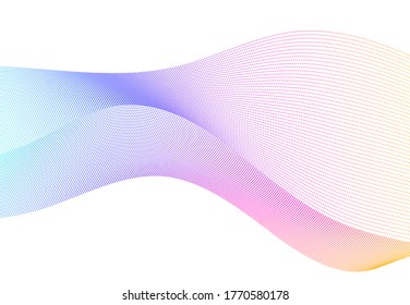 Elementos de diseño. Ola de muchas líneas violetas anillo de círculo. Resumen de rayas onduladas verticales sobre fondo blanco aislado. Ilustración del vector EPS 10. Ondas coloridas con líneas creadas mediante la herramienta Mezcla