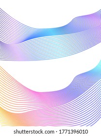 Design elements. Wave of many purple lines circle ring. Abstract vertical wavy stripes on white background isolated. Vector illustration EPS 10. Colourful waves with lines created using Blend Tool