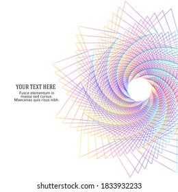 Design elements. Wave of many purple lines circle ring. Abstract vertical wavy stripes on white background isolated. Vector illustration EPS 10. Colourful waves with lines created using Blend Tool