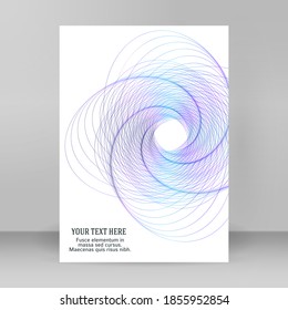 Elementos de diseño. Ola de muchas líneas violetas anillo de círculo. Resumen de rayas onduladas verticales sobre fondo blanco aislado. Ilustración del vector EPS 10. Ondas coloridas con líneas creadas mediante la herramienta Mezcla