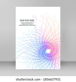 Elementos de diseño. Ola de muchas líneas violetas anillo de círculo. Resumen de rayas onduladas verticales sobre fondo blanco aislado. Ilustración del vector EPS 10. Ondas coloridas con líneas creadas mediante la herramienta Mezcla