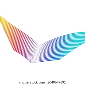 Design elements. Wave of many purple lines circle ring. Abstract vertical wavy stripes on white background isolated. Vector illustration EPS 10. Colourful waves with lines created using Blend Tool