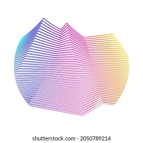 Design elements. Wave of many purple lines circle ring. Abstract vertical wavy stripes on white background isolated. Vector illustration EPS 10. Colourful waves with lines created using Blend Tool