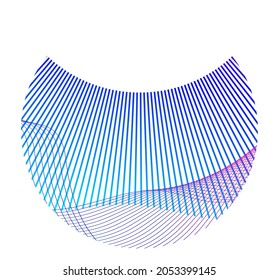 Design elements. Wave of many purple lines circle ring. Abstract vertical wavy stripes on white background isolated. Vector illustration EPS 10. Colourful waves with lines created using Blend Tool