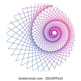 Design elements. Wave of many purple lines circle ring. Abstract vertical wavy stripes on white background isolated. Vector illustration EPS 10. Colourful waves with lines created using Blend Tool