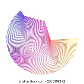 Design elements. Wave of many purple lines circle ring. Abstract vertical wavy stripes on white background isolated. Vector illustration EPS 10. Colourful waves with lines created using Blend Tool
