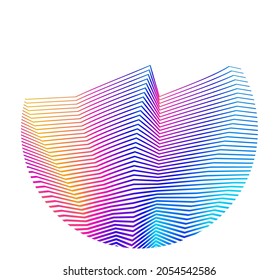 Design elements. Wave of many purple lines circle ring. Abstract vertical wavy stripes on white background isolated. Vector illustration EPS 10. Colourful waves with lines created using Blend Tool