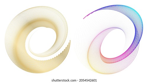 Design elements. Wave of many purple lines circle ring. Abstract vertical wavy stripes on white background isolated. Vector illustration EPS 10. Colourful waves with lines created using Blend Tool