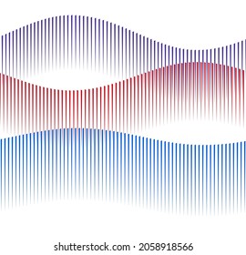 Design elements. Wave of many purple lines circle ring. Abstract vertical wavy stripes on white background isolated. Vector illustration EPS 10. Colourful waves with lines created using Blend Tool