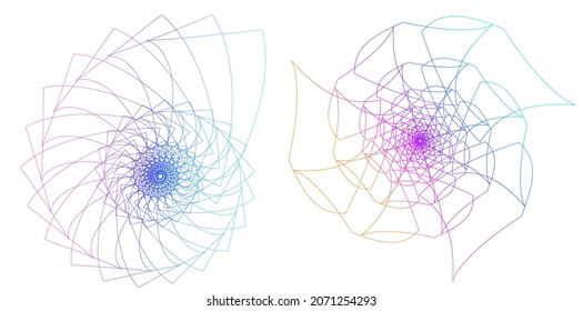 Design elements. Wave of many purple lines circle ring. Abstract vertical wavy stripes on white background isolated. Vector illustration EPS 10. Colourful waves with lines created using Blend Tool