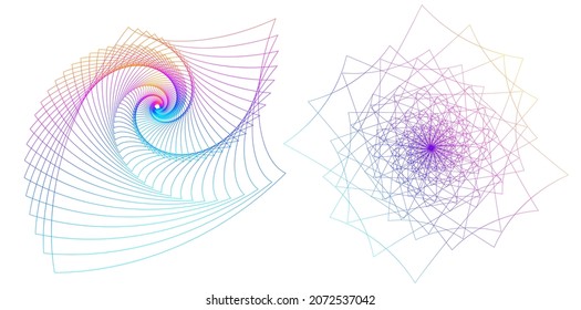 Design elements. Wave of many purple lines circle ring. Abstract vertical wavy stripes on white background isolated. Vector illustration EPS 10. Colourful waves with lines created using Blend Tool
