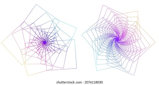 Design elements. Wave of many purple lines circle ring. Abstract vertical wavy stripes on white background isolated. Vector illustration EPS 10. Colourful waves with lines created using Blend Tool