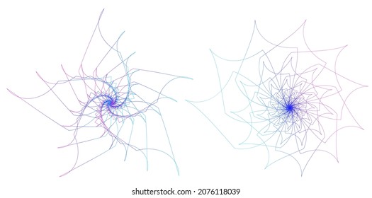 Design elements. Wave of many purple lines circle ring. Abstract vertical wavy stripes on white background isolated. Vector illustration EPS 10. Colourful waves with lines created using Blend Tool