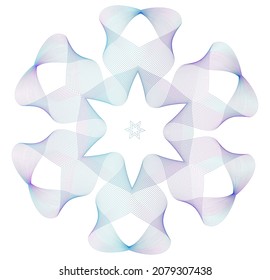 Design elements. Wave of many purple lines circle ring. Abstract vertical wavy stripes on white background isolated. Vector illustration EPS 10. Colourful waves with lines created using Blend Tool