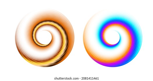 Design elements. Wave of many purple lines circle ring. Abstract vertical wavy stripes on white background isolated. Vector illustration EPS 10. Colourful waves with lines created using Blend Tool