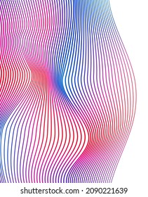 Design elements. Wave of many purple lines circle ring. Abstract vertical wavy stripes on white background isolated. Vector illustration EPS 10. Colourful waves with lines created using Blend Tool