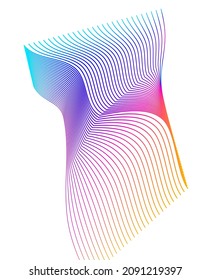 Designelemente. Welle vieler violetter Linien kreisen. Abstrakte, senkrechte Streifen auf weißem Hintergrund einzeln. Vektorgrafik EPS10. Farbige Wellen mit Linien, die mit dem Blend Tool erstellt wurden