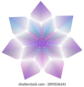 Design elements. Wave of many purple lines circle ring. Abstract vertical wavy stripes on white background isolated. Vector illustration EPS 10. Colourful waves with lines created using Blend Tool