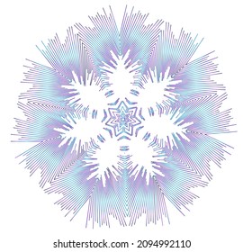 Design elements. Wave of many purple lines circle ring. Abstract vertical wavy stripes on white background isolated. Vector illustration EPS 10. Colourful waves with lines created using Blend Tool