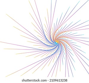 Design elements. Wave of many purple lines circle ring. Abstract vertical wavy stripes on white background isolated. Vector illustration EPS 10. Colourful waves with lines created using Blend Tool