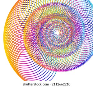 Design elements. Wave of many purple lines circle ring. Abstract vertical wavy stripes on white background isolated. Vector illustration EPS 10. Colourful waves with lines created using Blend Tool