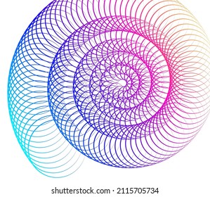 Design elements. Wave of many purple lines circle ring. Abstract vertical wavy stripes on white background isolated. Vector illustration EPS 10. Colourful waves with lines created using Blend Tool
