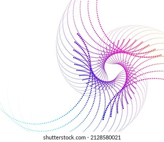 Elementos de diseño. Ola de muchas líneas violetas anillo de círculo. Resumen de rayas onduladas verticales sobre fondo blanco aislado. Ilustración del vector EPS 10. Ondas coloridas con líneas creadas mediante la herramienta Mezcla