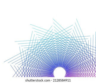 Design elements. Wave of many purple lines circle ring. Abstract vertical wavy stripes on white background isolated. Vector illustration EPS 10. Colourful waves with lines created using Blend Tool