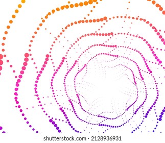 Elementos de diseño. Ola de muchas líneas violetas anillo de círculo. Resumen de rayas onduladas verticales sobre fondo blanco aislado. Ilustración del vector EPS 10. Ondas coloridas con líneas creadas mediante la herramienta Mezcla