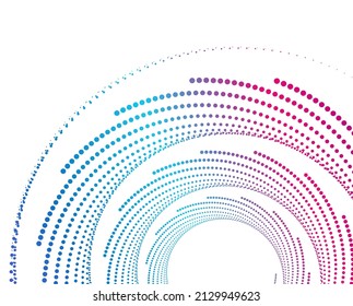 Design elements. Wave of many purple lines circle ring. Abstract vertical wavy stripes on white background isolated. Vector illustration EPS 10. Colourful waves with lines created using Blend Tool
